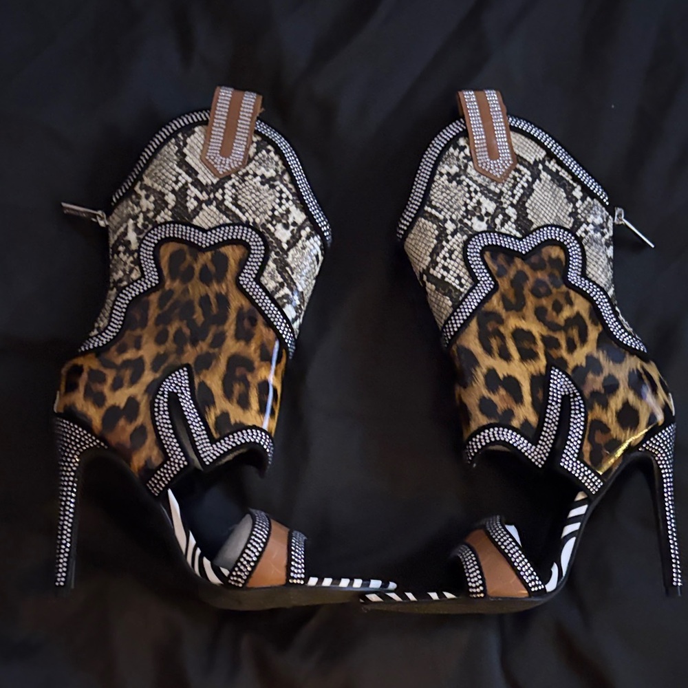 Cape Robbin Leopard and Snake Print Heeled Boots